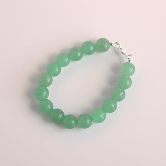 Genuine Jade and Sterling Silver Bracelet with 925 Sterling Silver - Picture 3 of 6